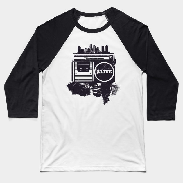 Cool hip hop city skyline Baseball T-Shirt by LR_Collections